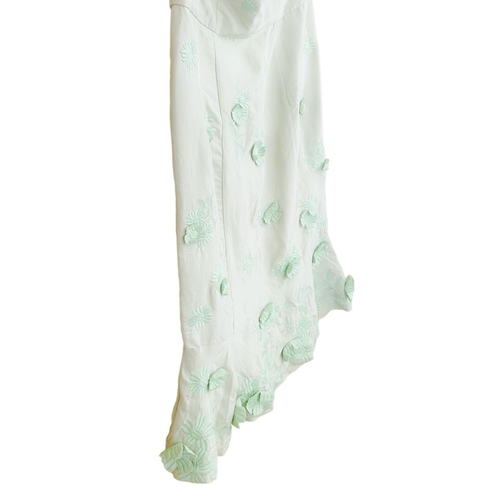 Luca Luca 100% Silk Seafoam Green 3D Floral Strapless Stunning Dress Size Medium - Picture 4 of 10